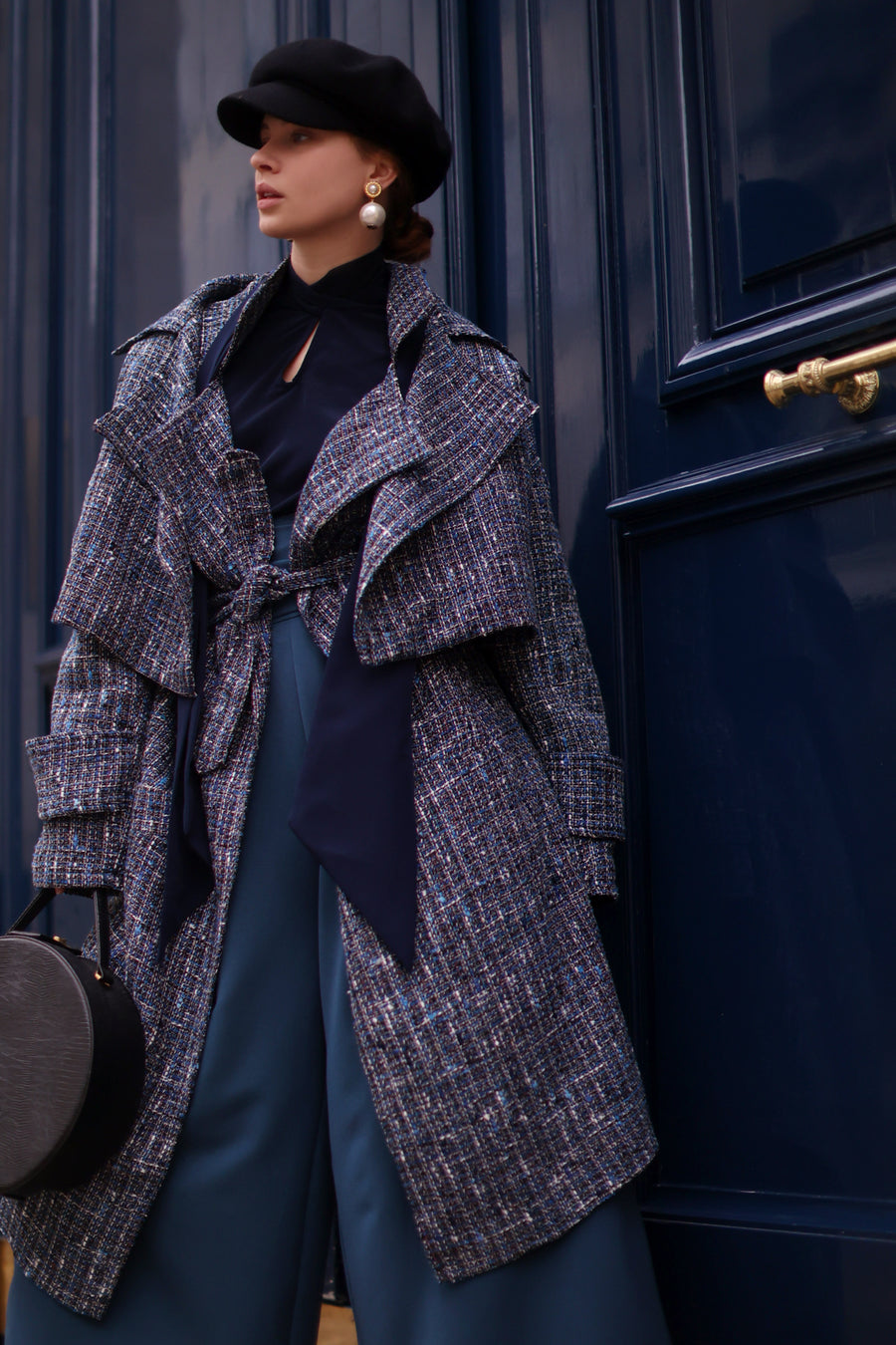 Blue Tweed French Trench