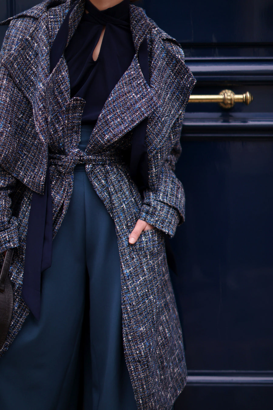 Blue Tweed French Trench