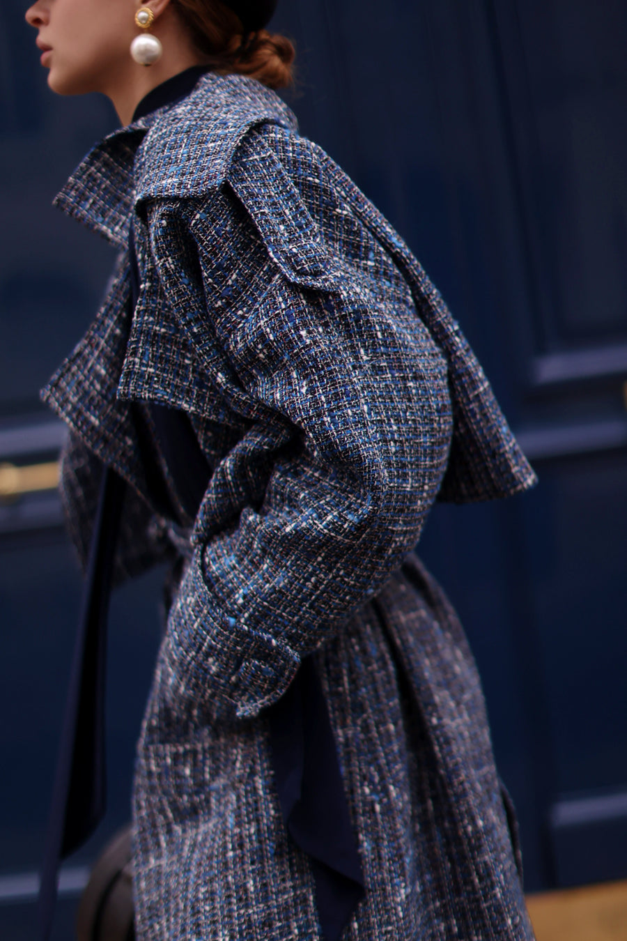 Blue Tweed French Trench