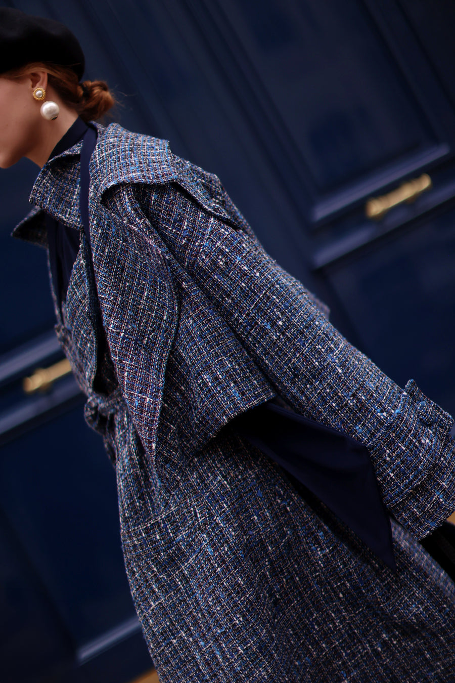 Blue Tweed French Trench