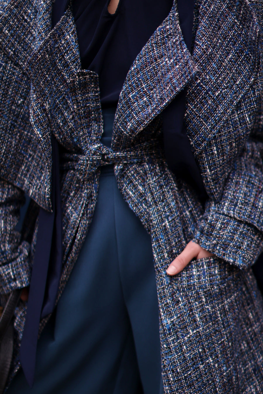 Blue Tweed French Trench