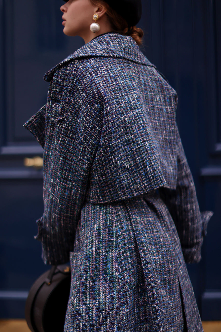 Blue Tweed French Trench