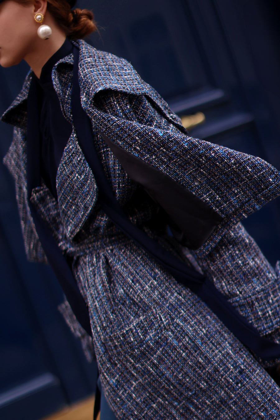 Blue Tweed French Trench