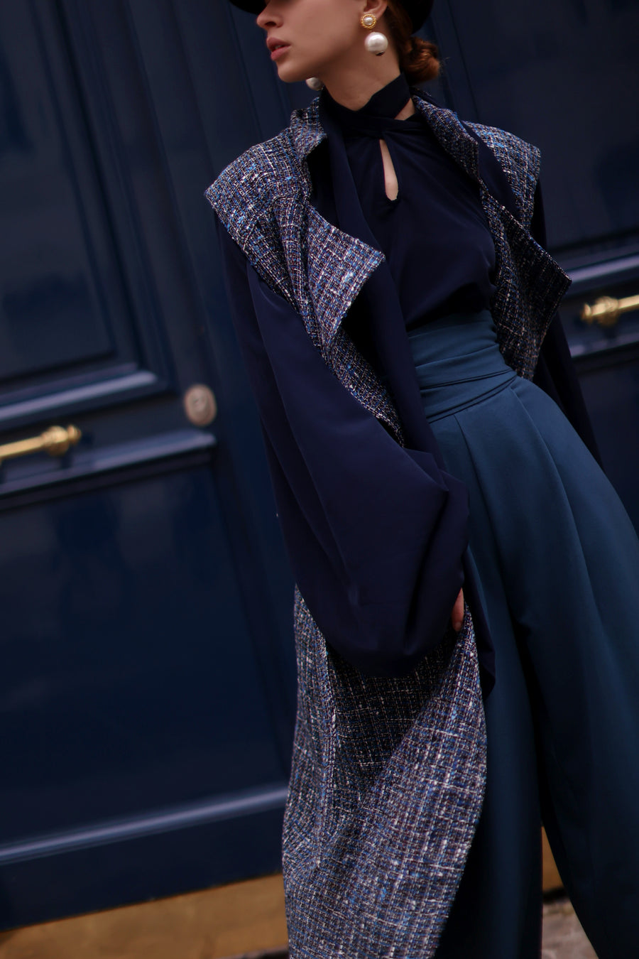 Blue Tweed French Trench