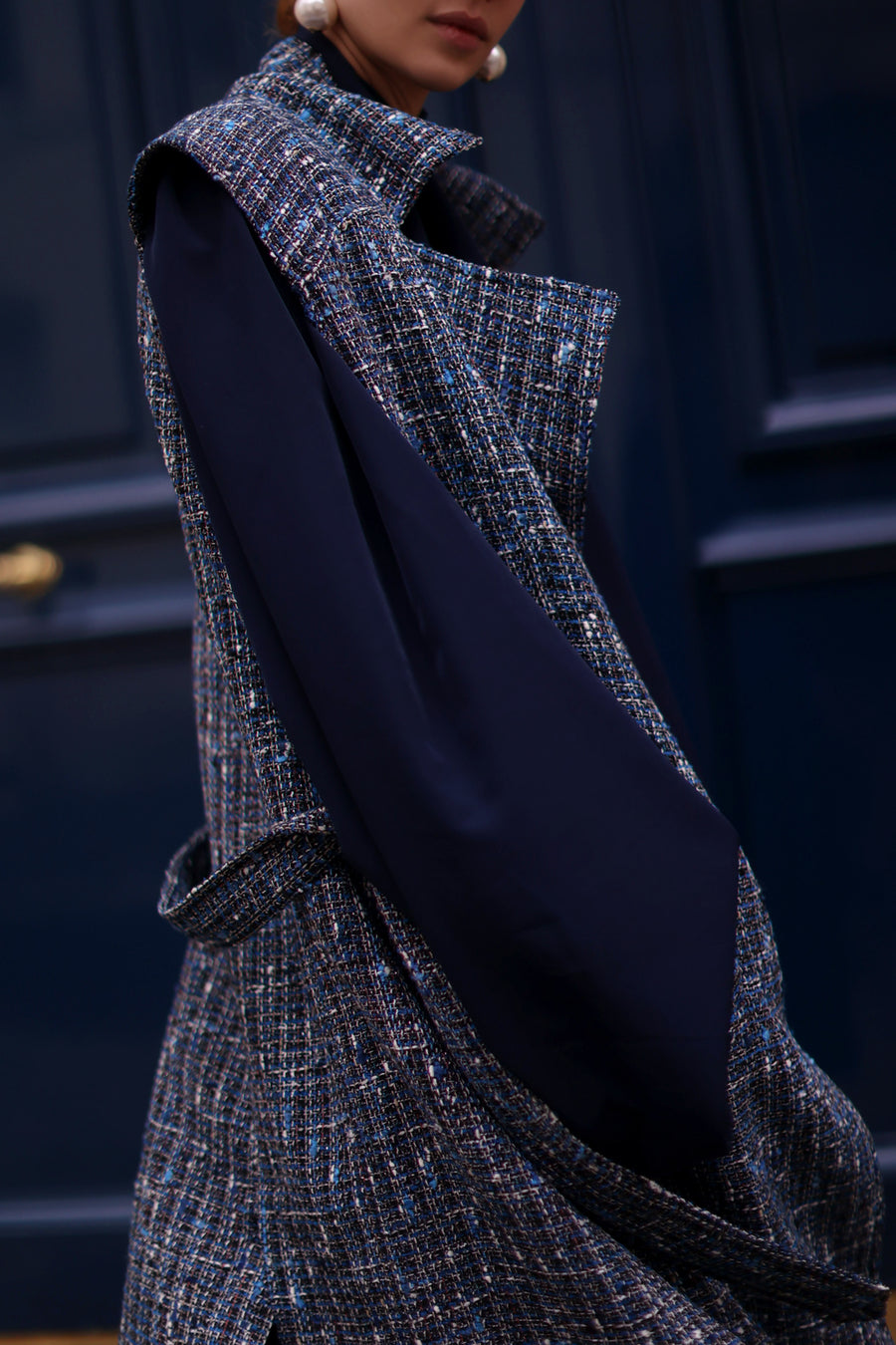 Blue Tweed French Trench