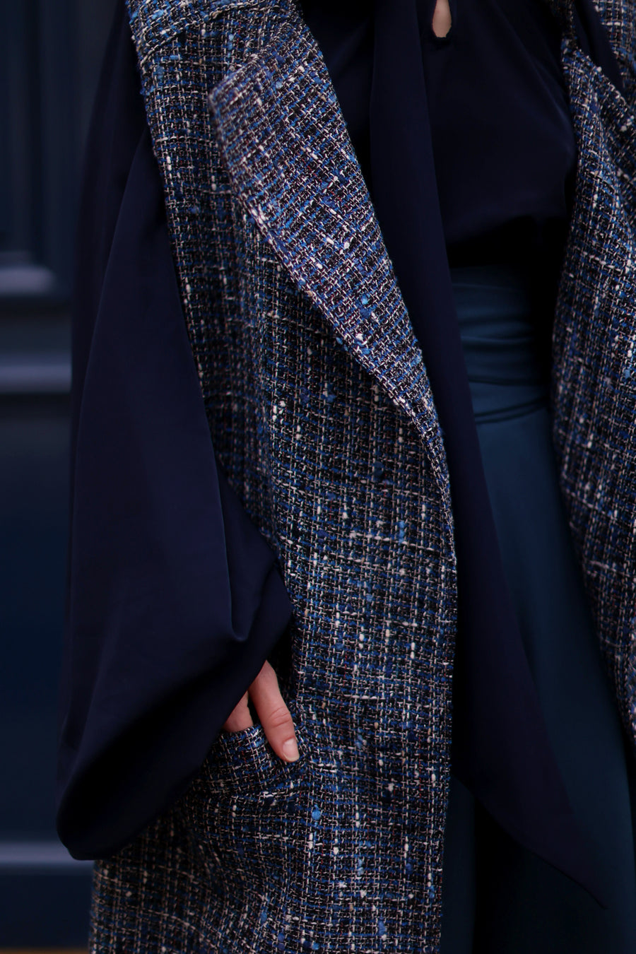 Blue Tweed French Trench