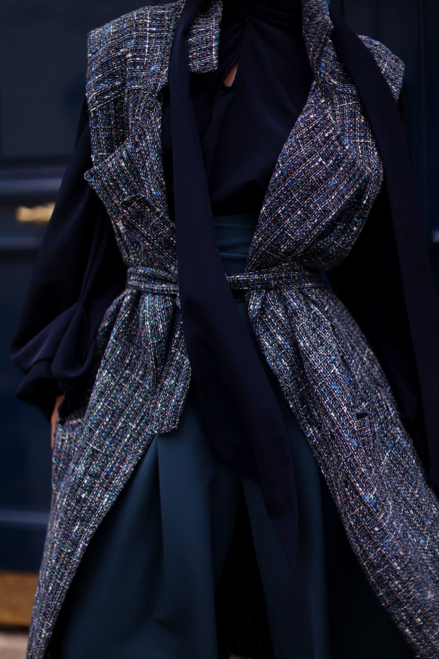 Blue Tweed French Trench