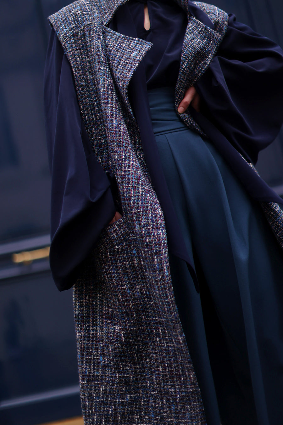 Blue Tweed French Trench