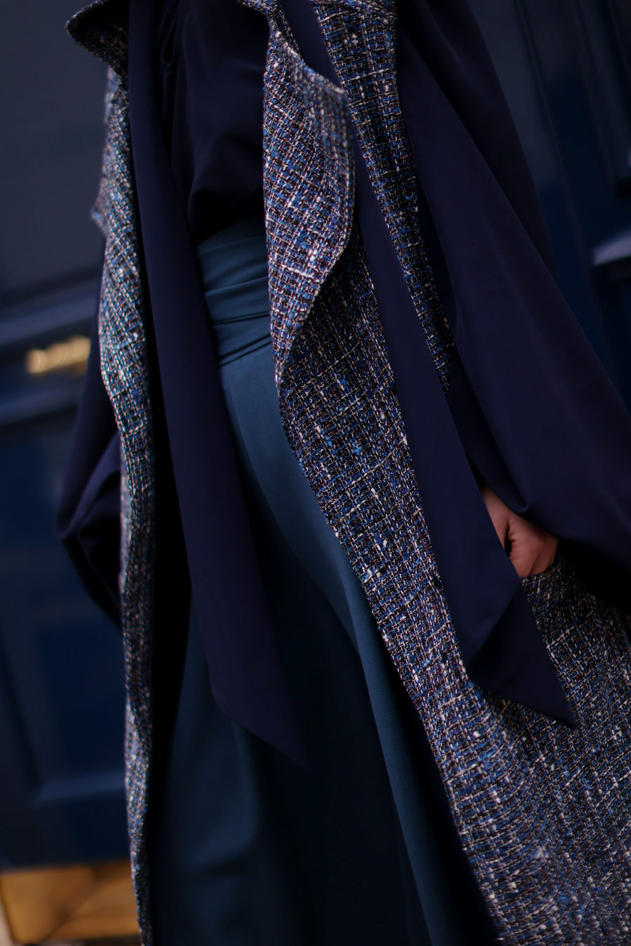 Blue Tweed French Trench