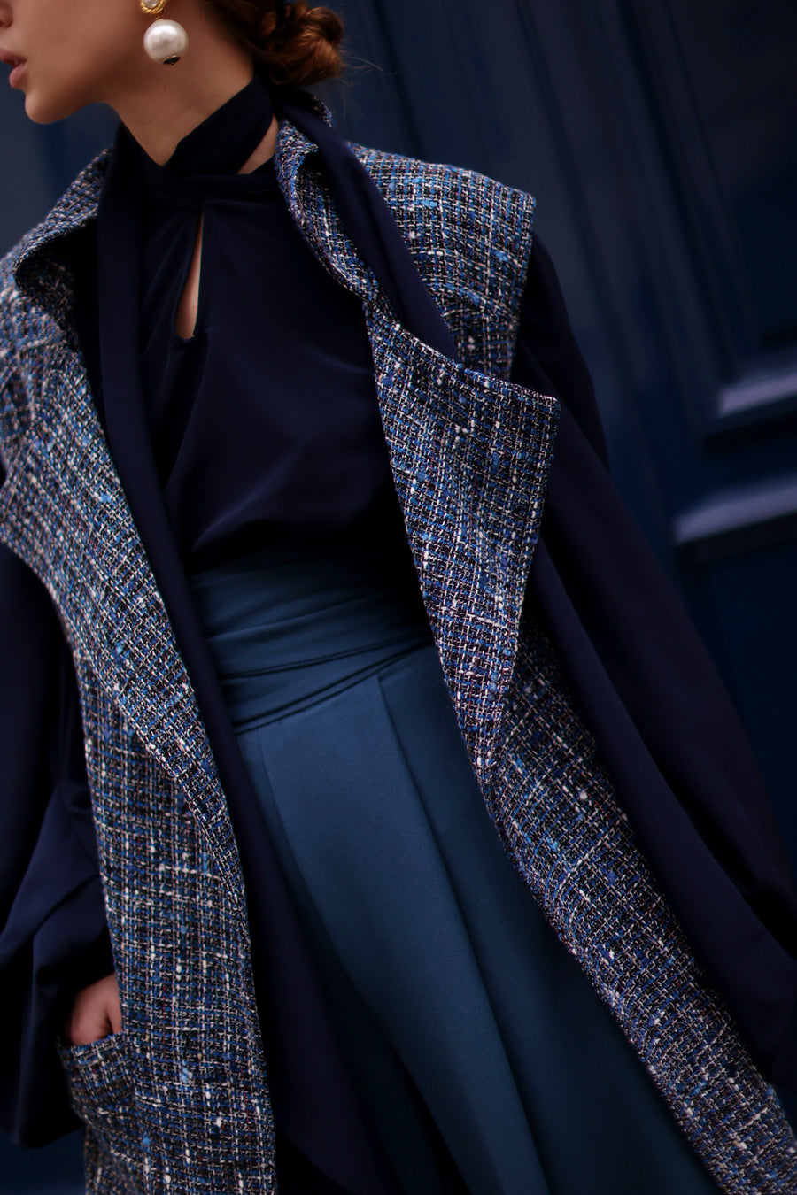 Blue Tweed French Trench