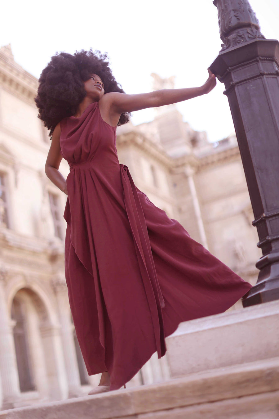 Burgundy Draped Dress