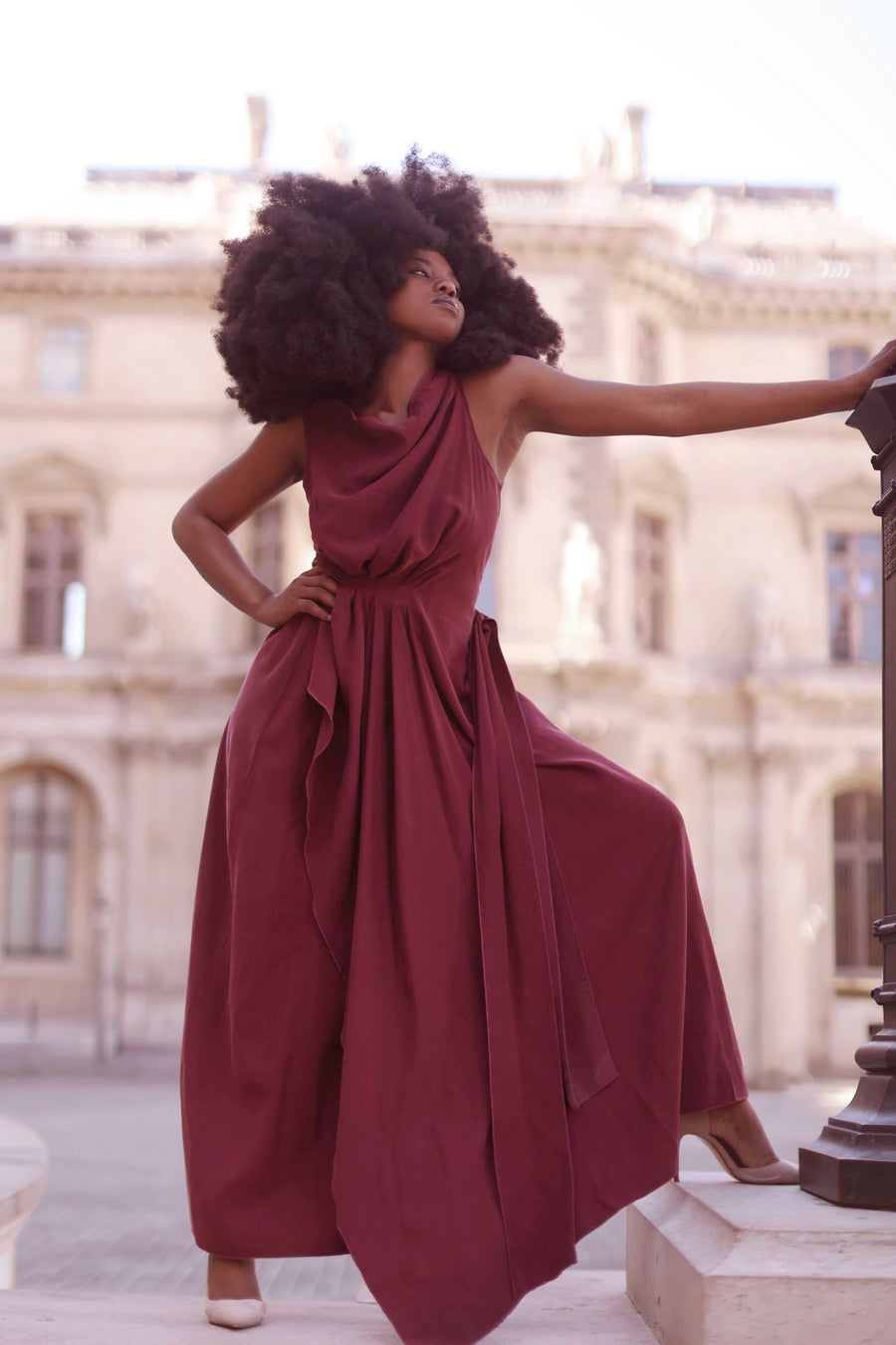 Burgundy Draped Dress