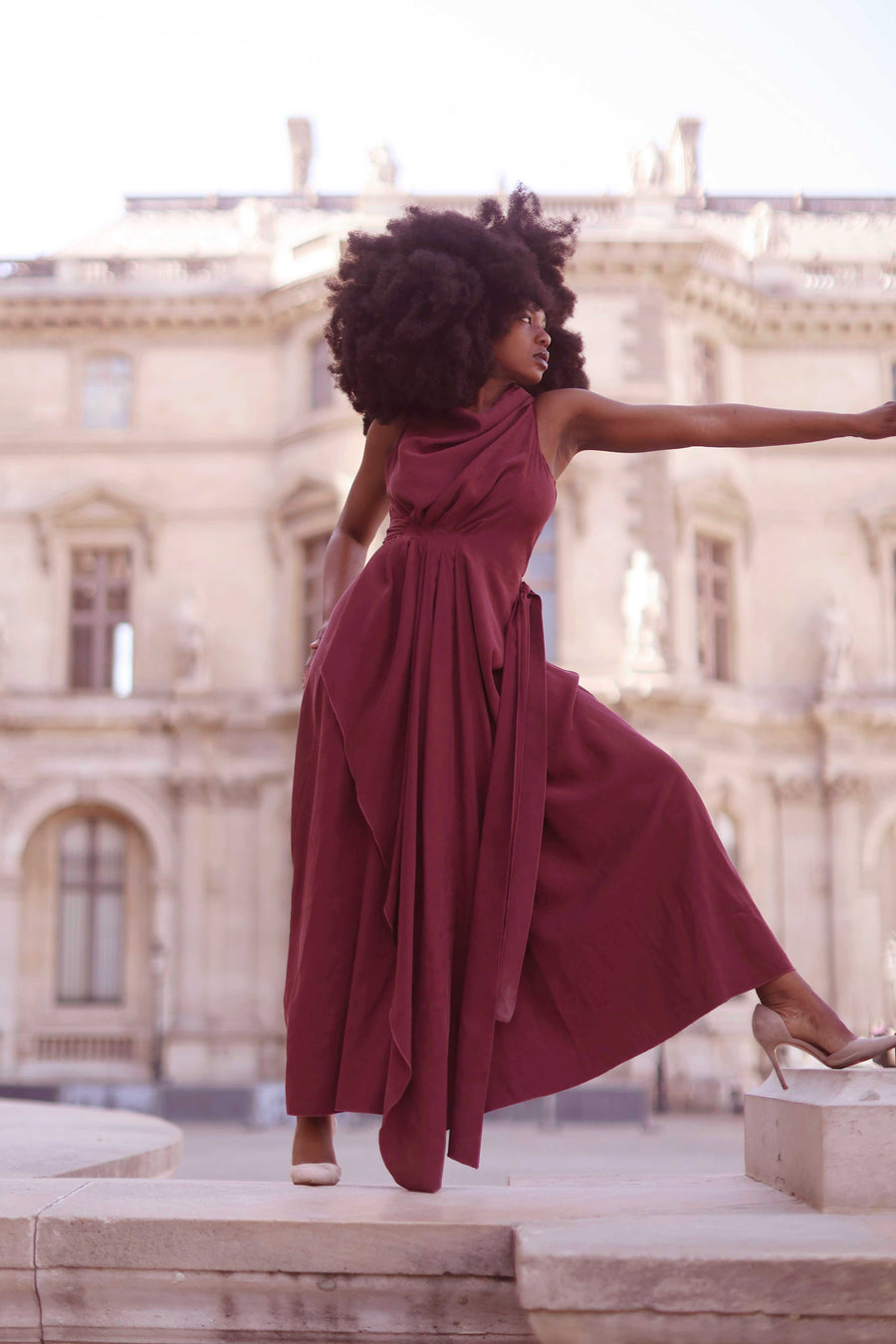 Burgundy Draped Dress