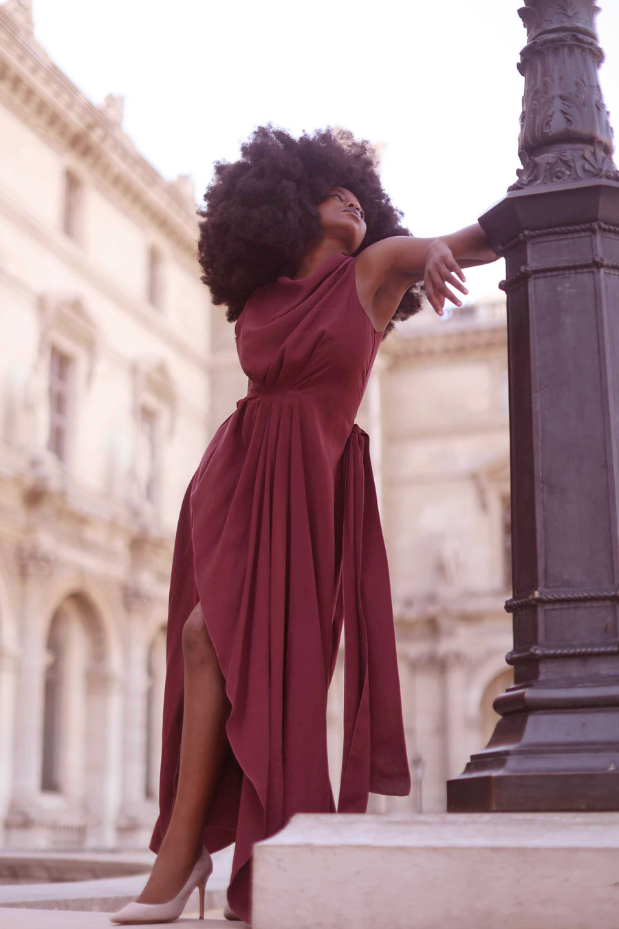 Burgundy Draped Dress