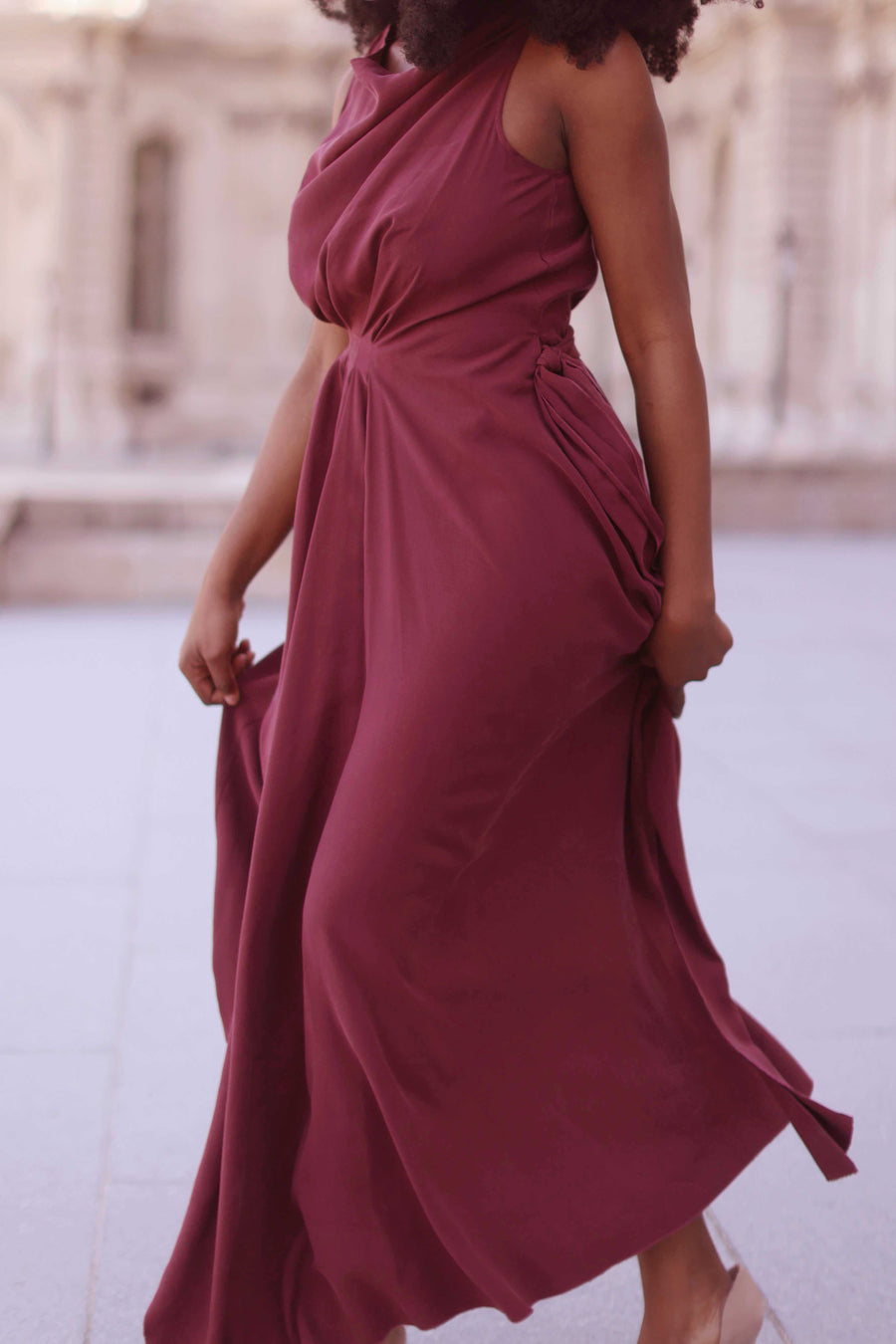 Burgundy Draped Dress