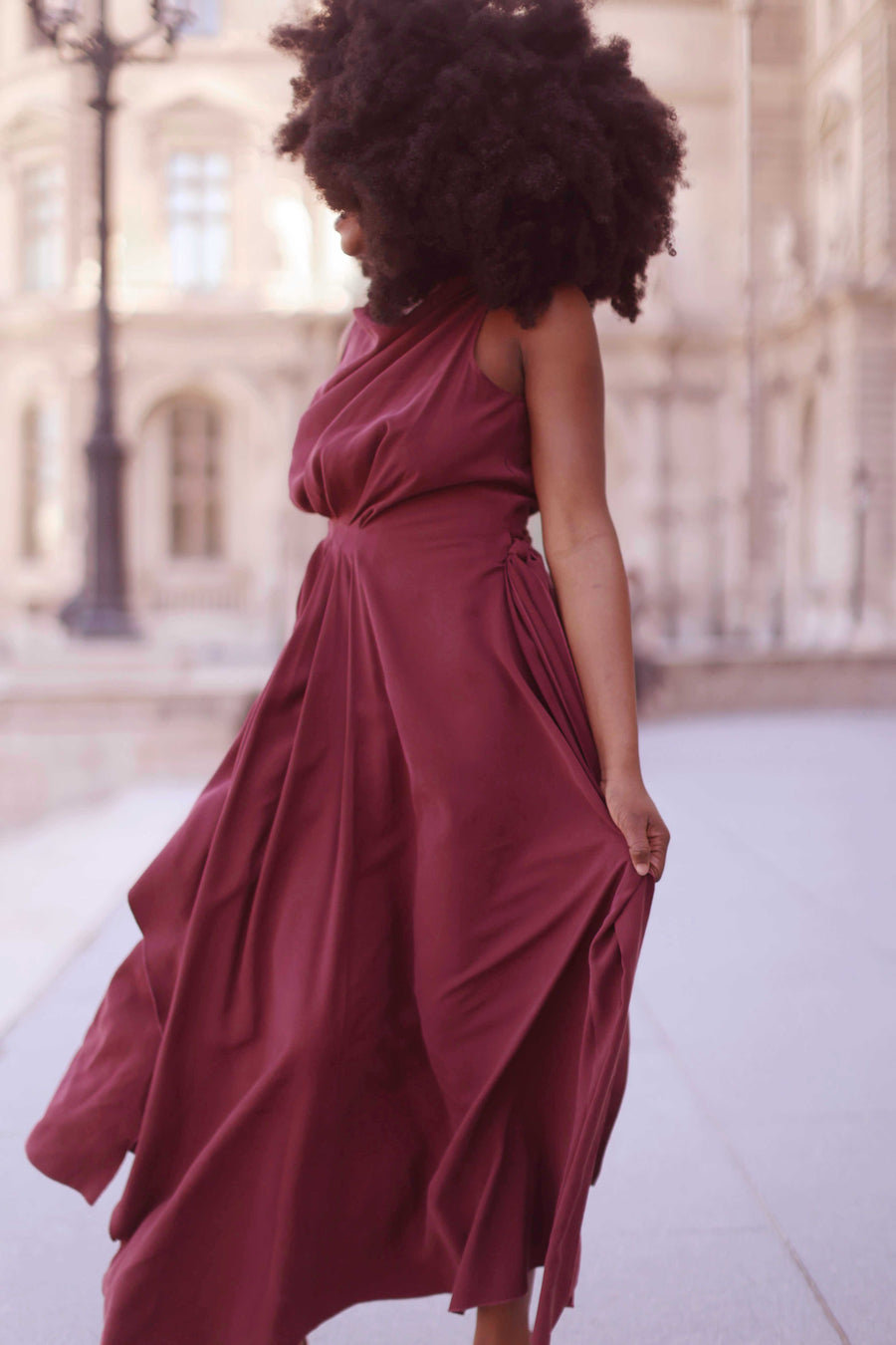 Burgundy Draped Dress