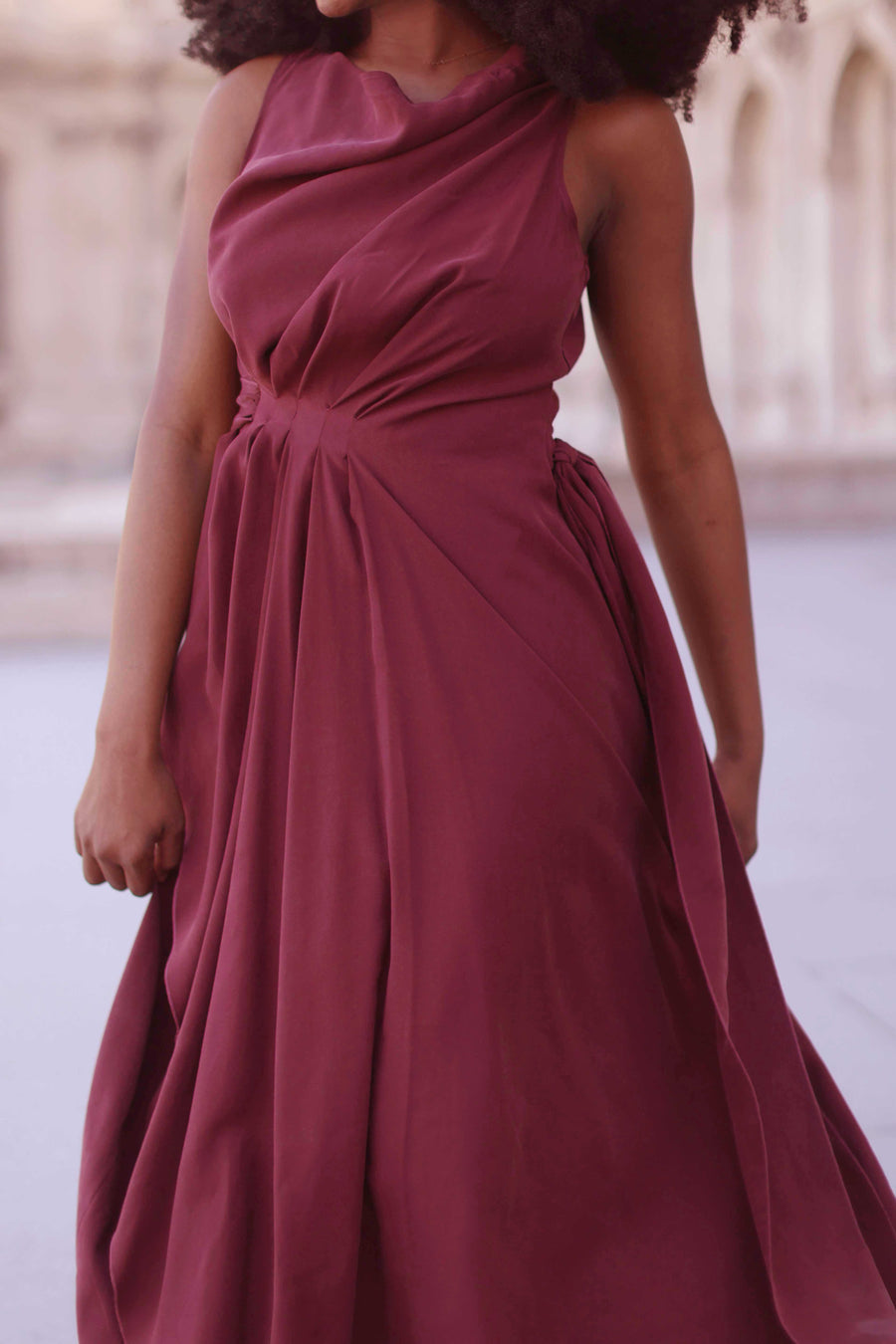 Burgundy Draped Dress