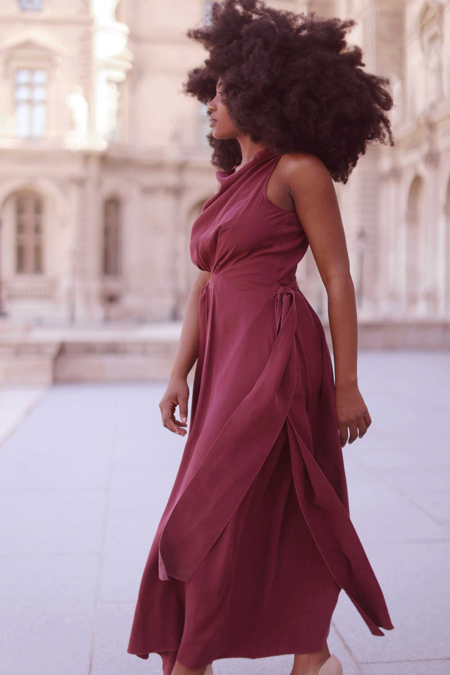 Burgundy Draped Dress