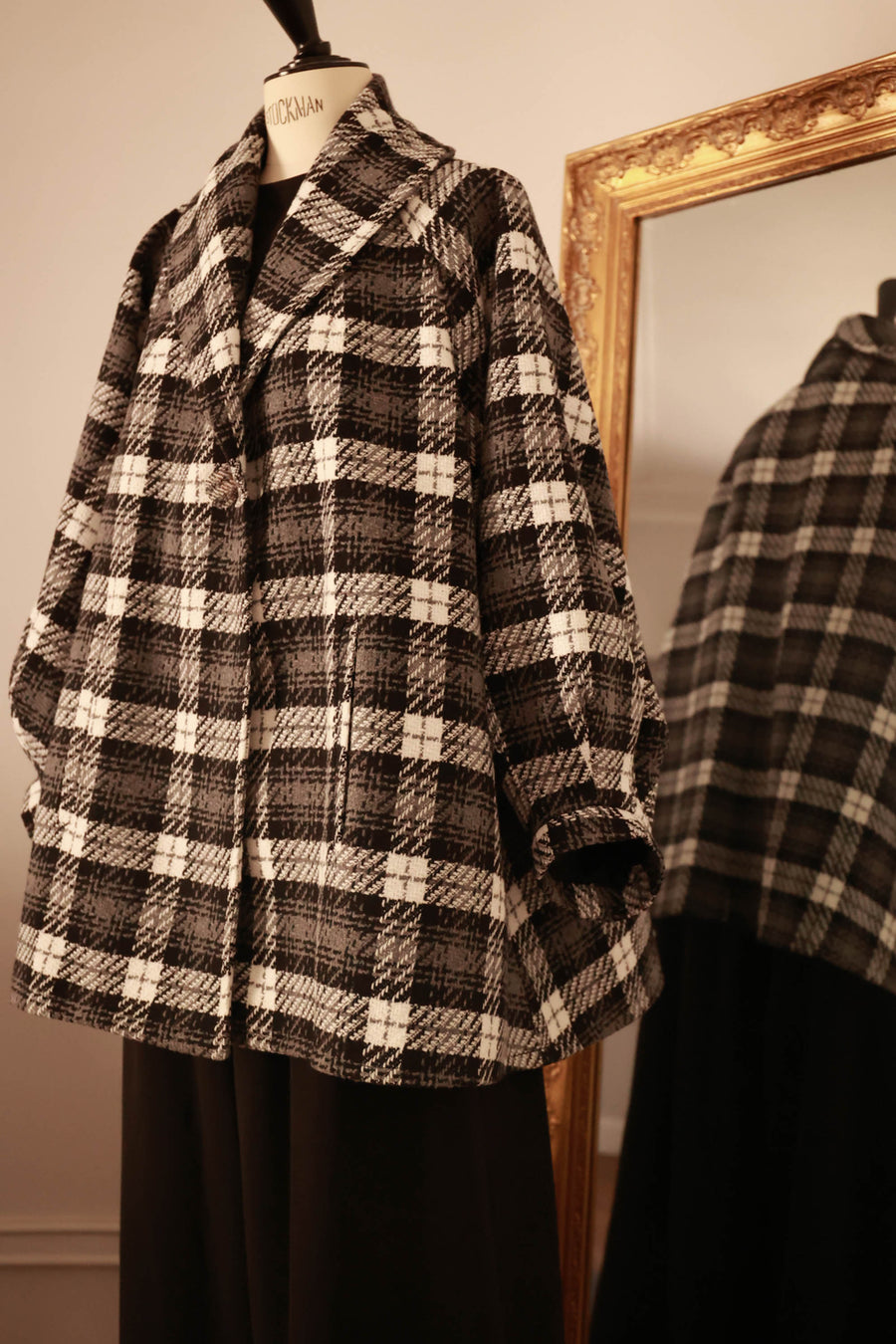 Black Tartan Swing Coat