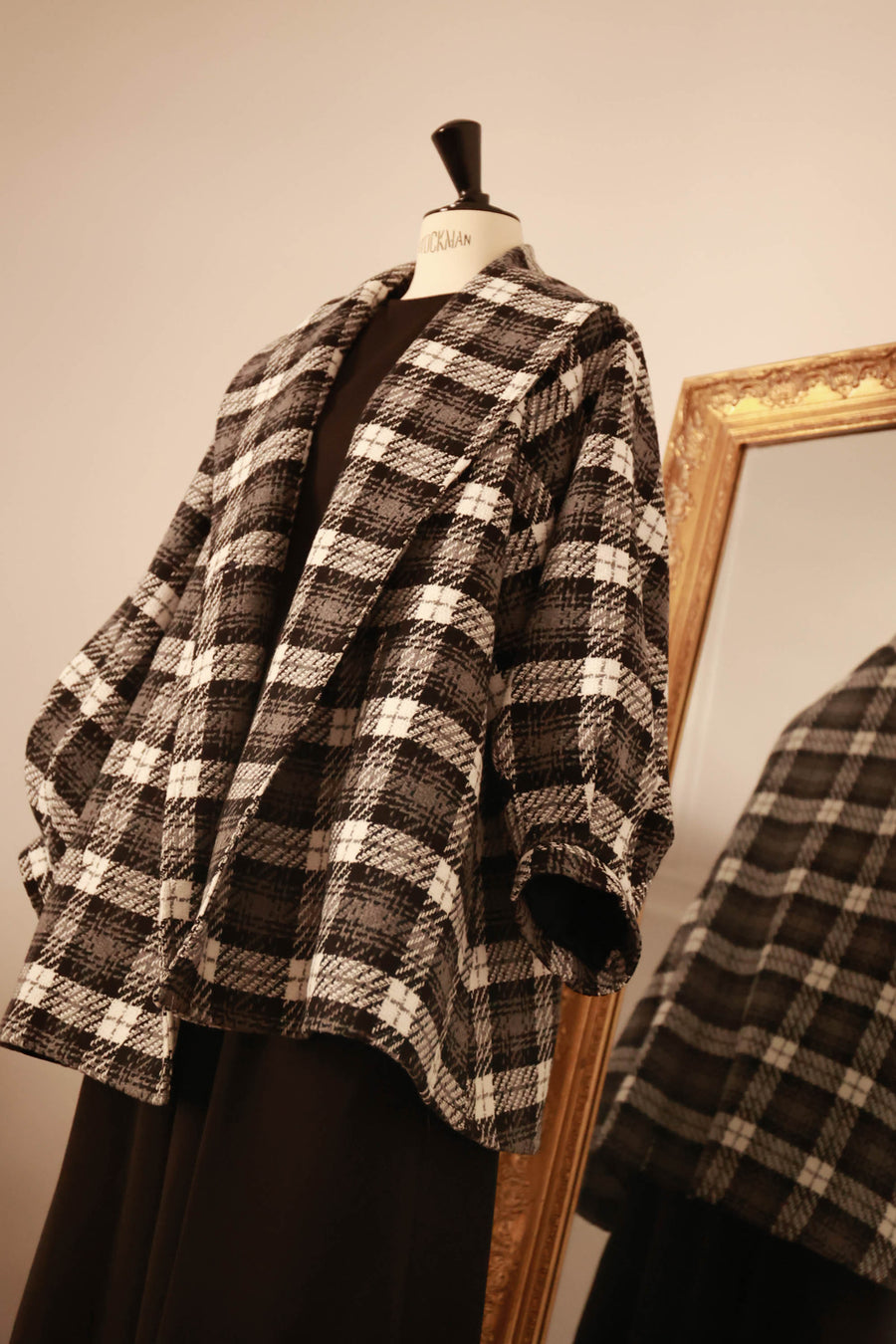 Black Tartan Swing Coat