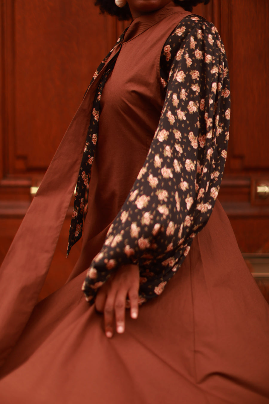 Brown Tailored Tie Dress