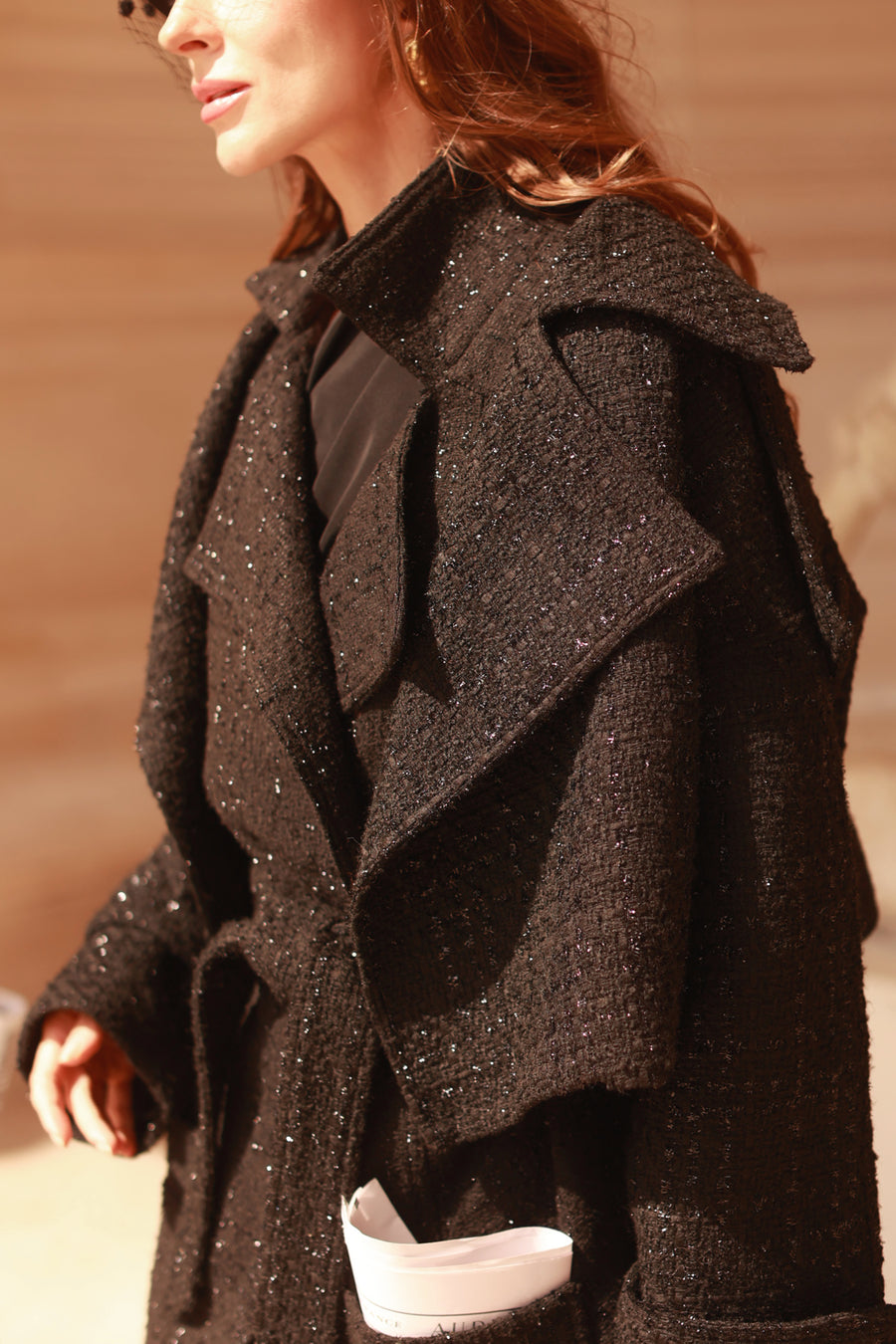 Signature Black Tweed French Trench