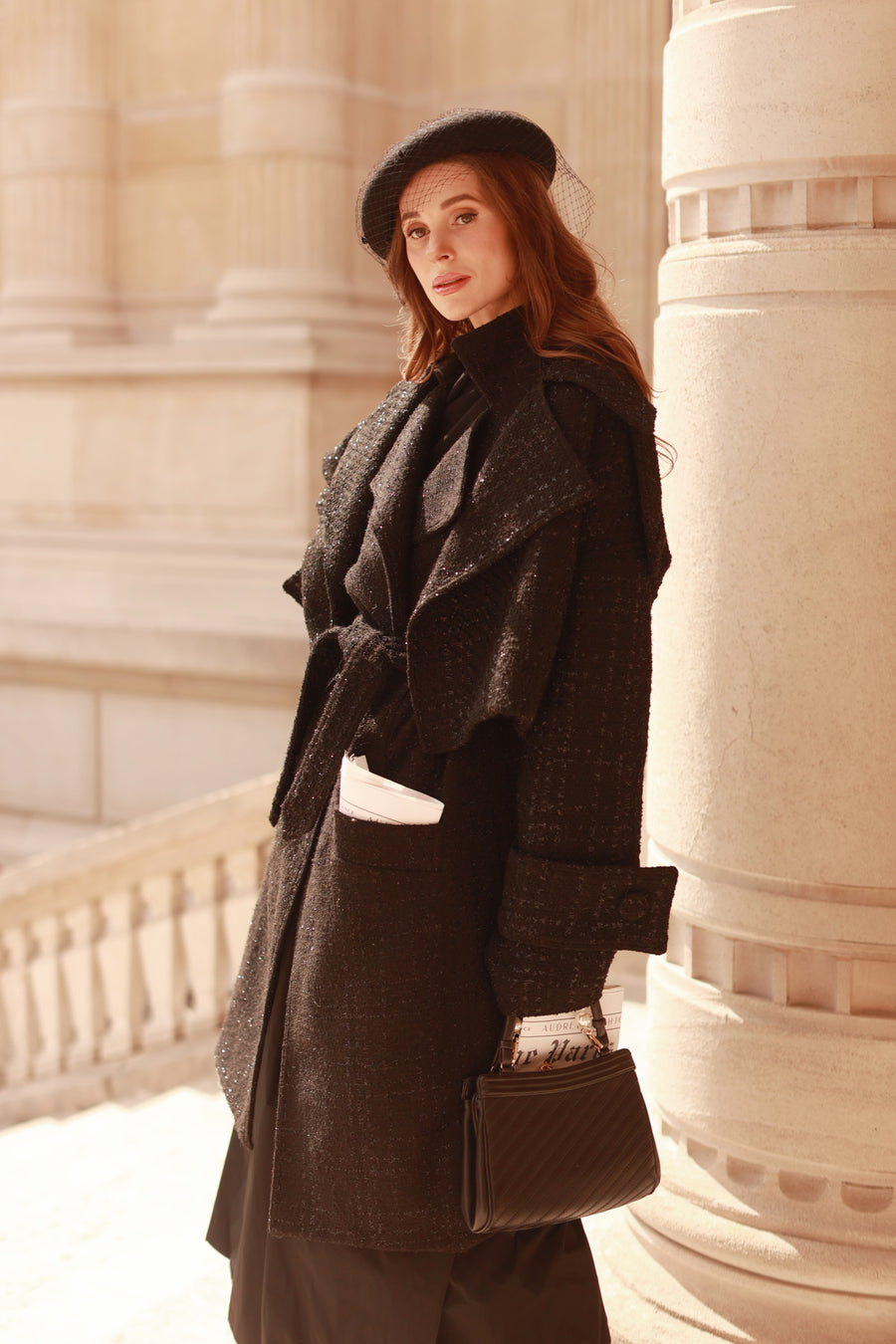 Signature Black Tweed French Trench