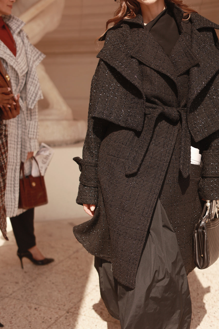 Signature Black Tweed French Trench