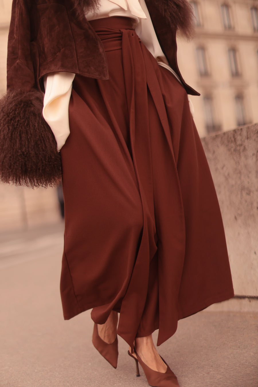 Brown Tailored Wrap Trousers