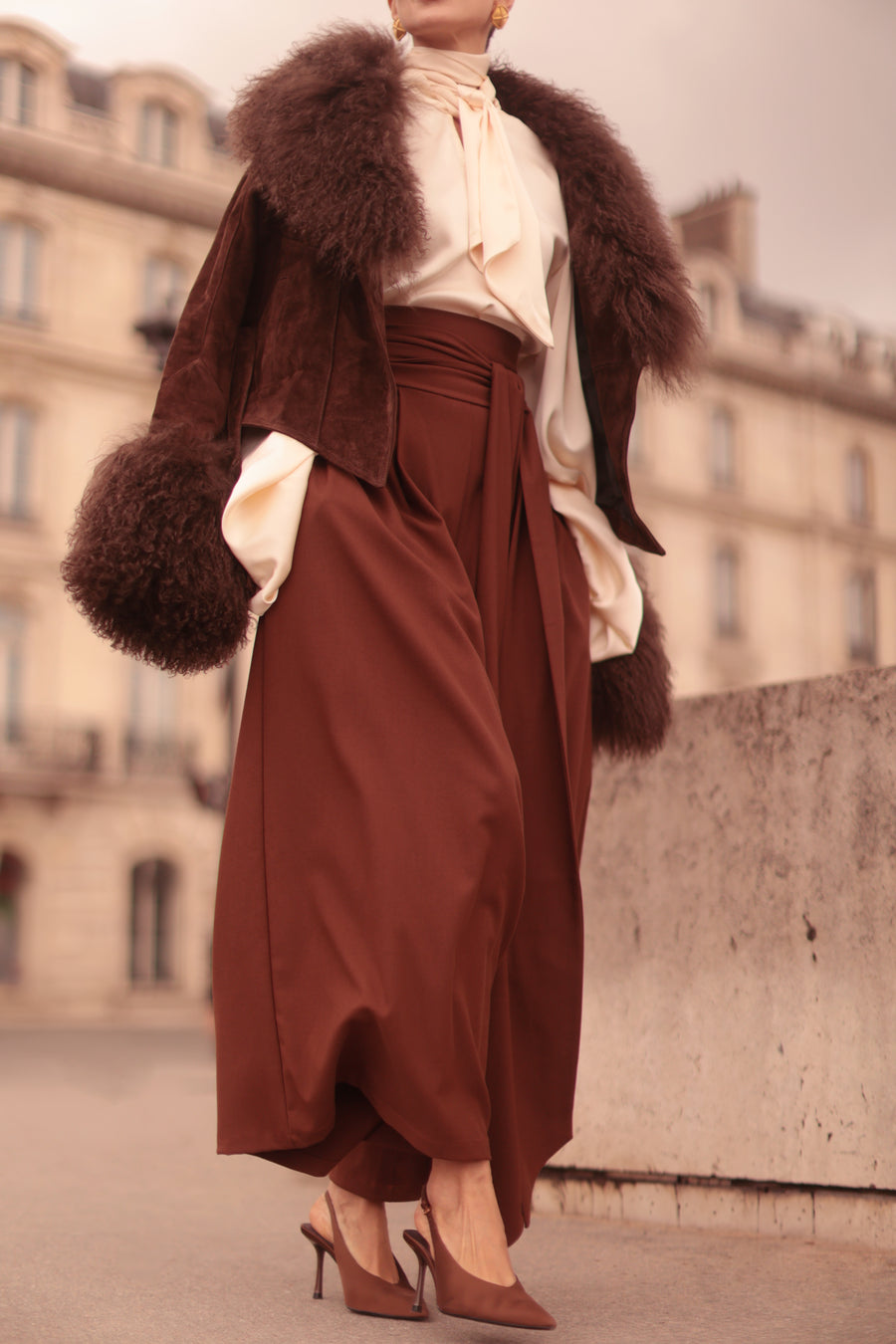 Brown Tailored Wrap Trousers