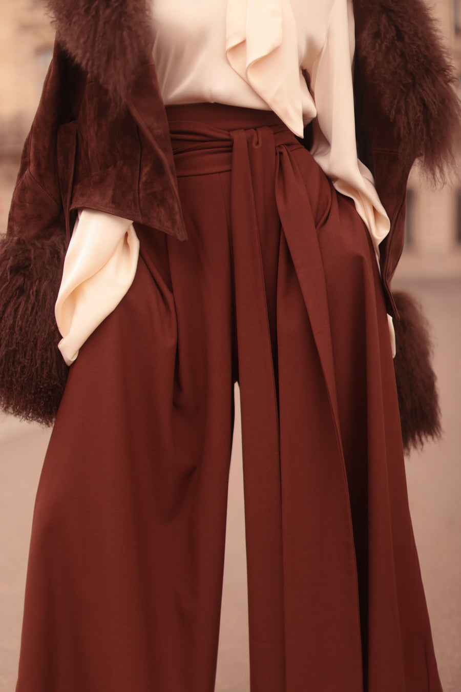 Brown Tailored Wrap Trousers
