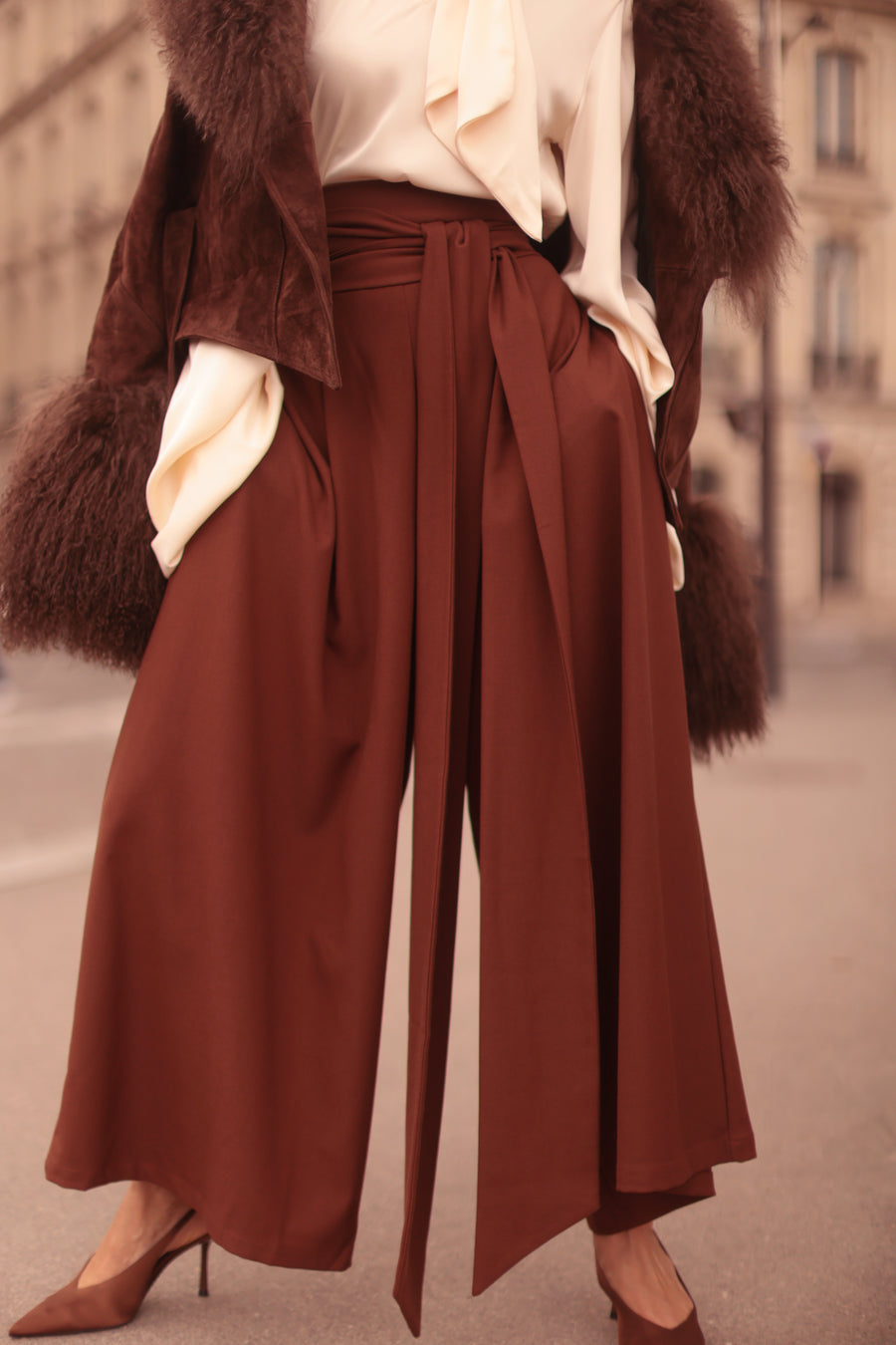 Brown Tailored Wrap Trousers