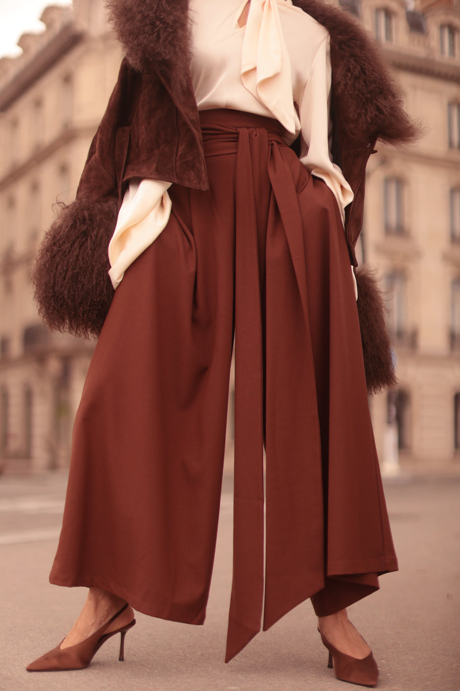 Brown Tailored Wrap Trousers
