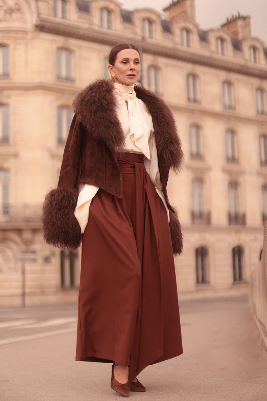 Brown Tailored Wrap Trousers