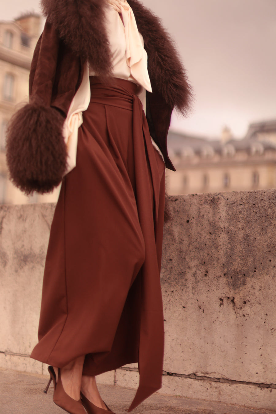 Brown Tailored Wrap Trousers