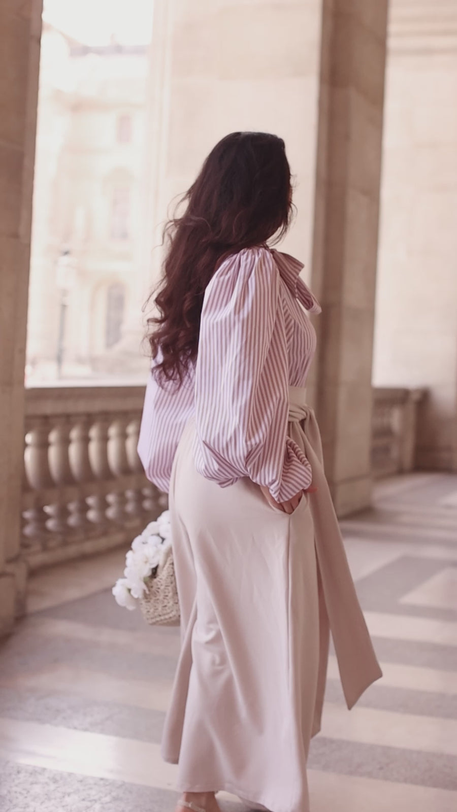 Cream Tailored Wrap Trousers