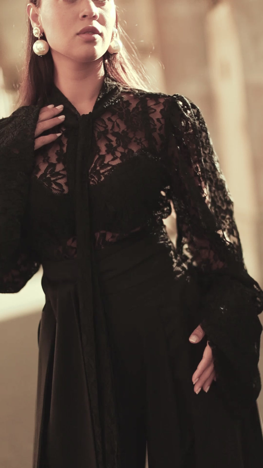 Black Lace Baroque Blouse