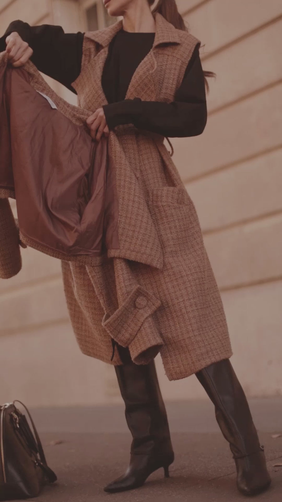 Camel Tweed French Trench