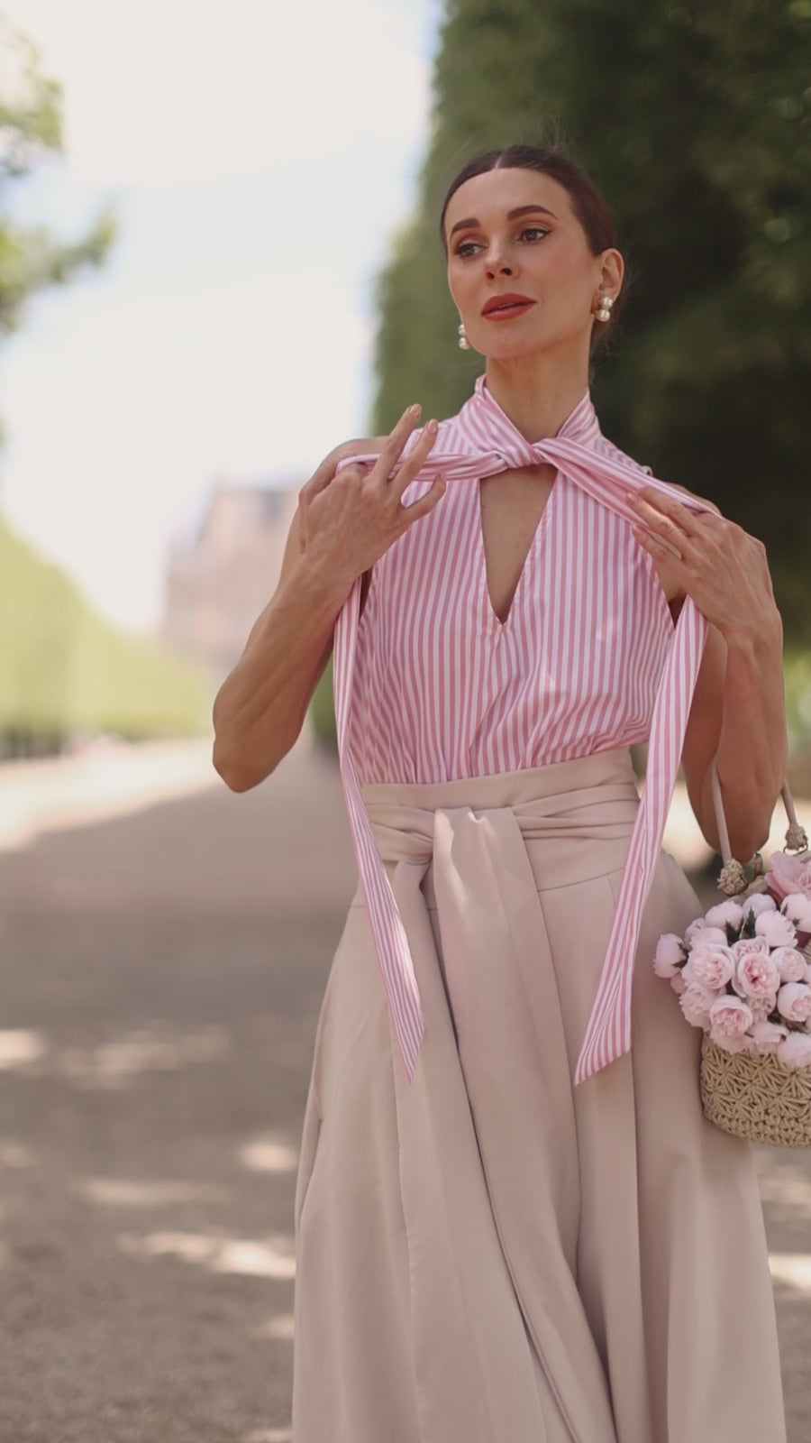 Pink Stripe Marquise Blouse