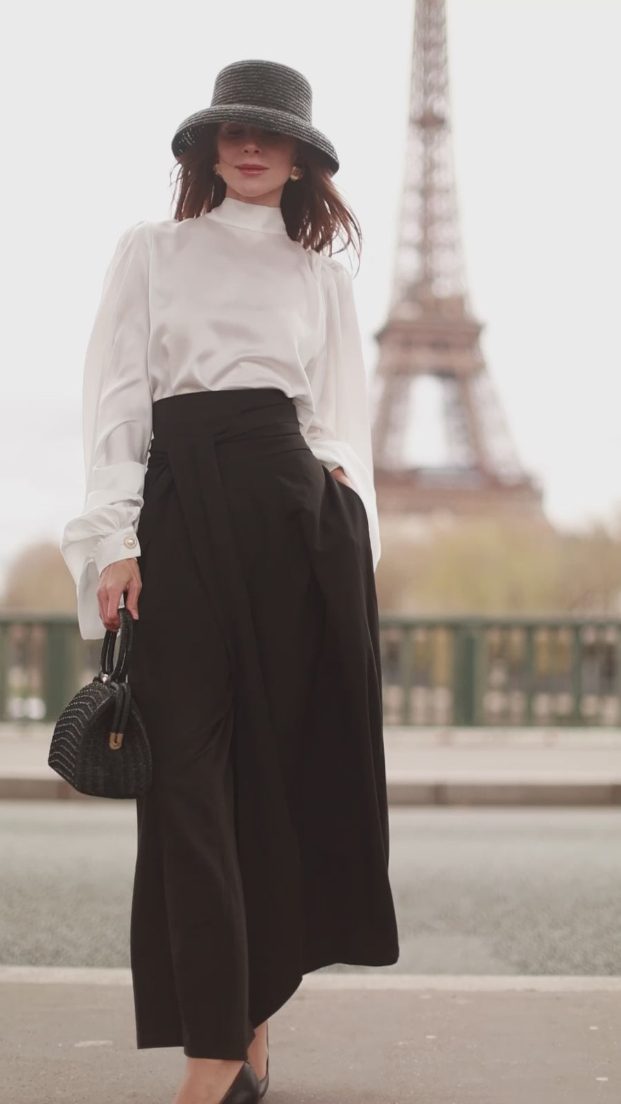 Black Tailored Wrap Trousers