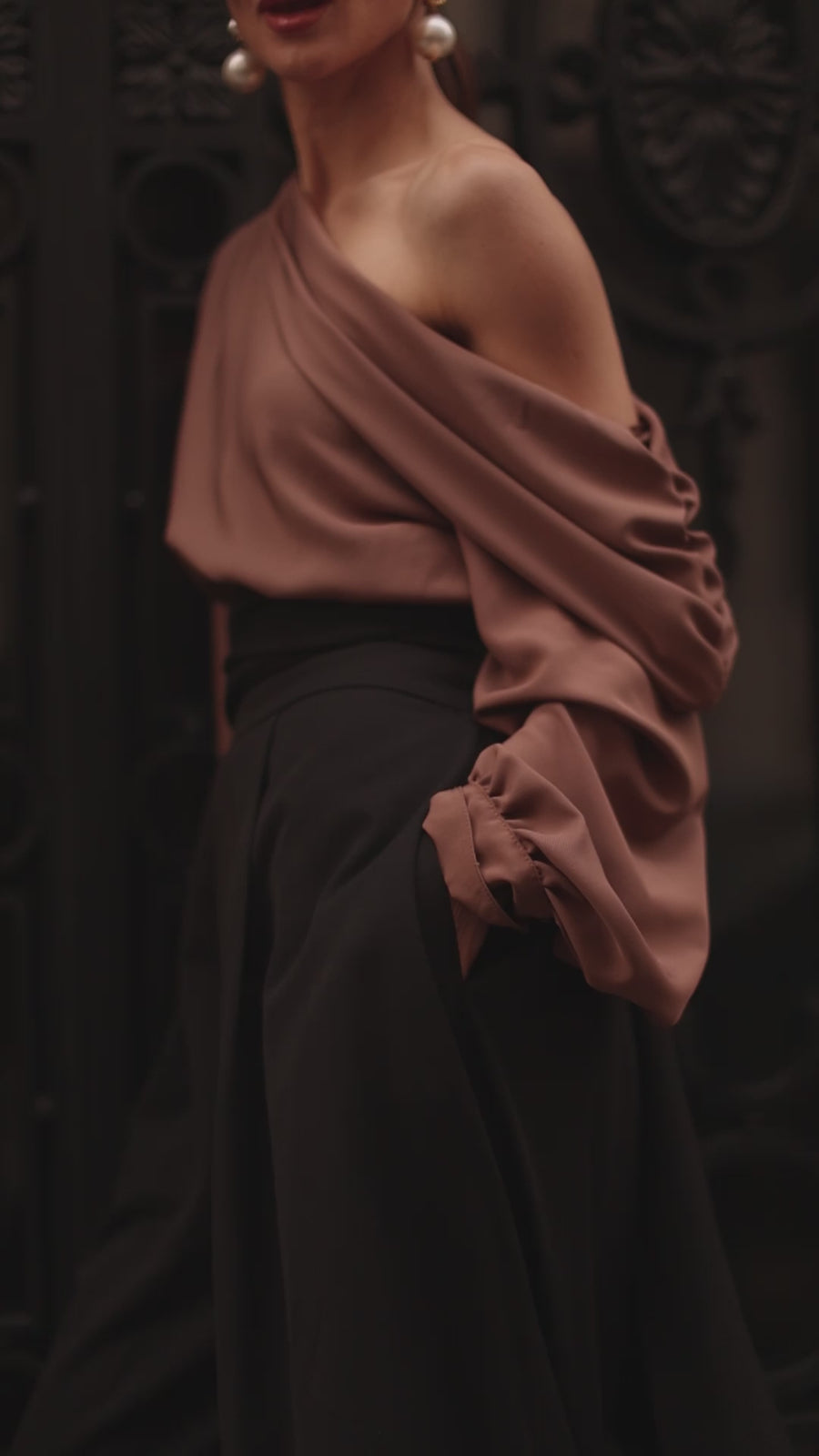 Brown Draped Blouse