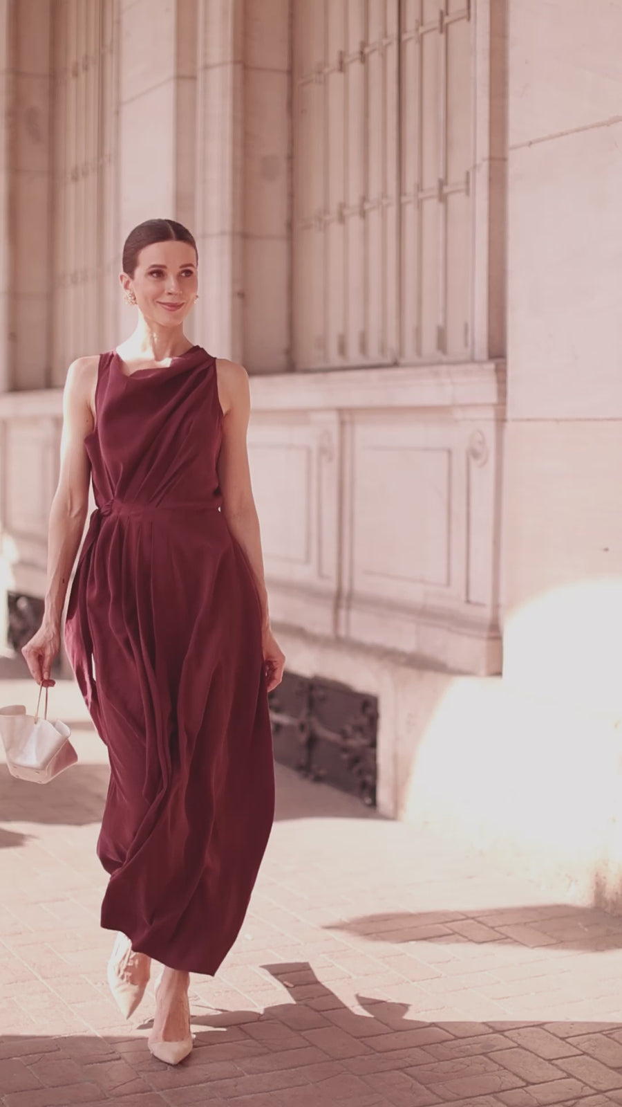 Burgundy Draped Dress
