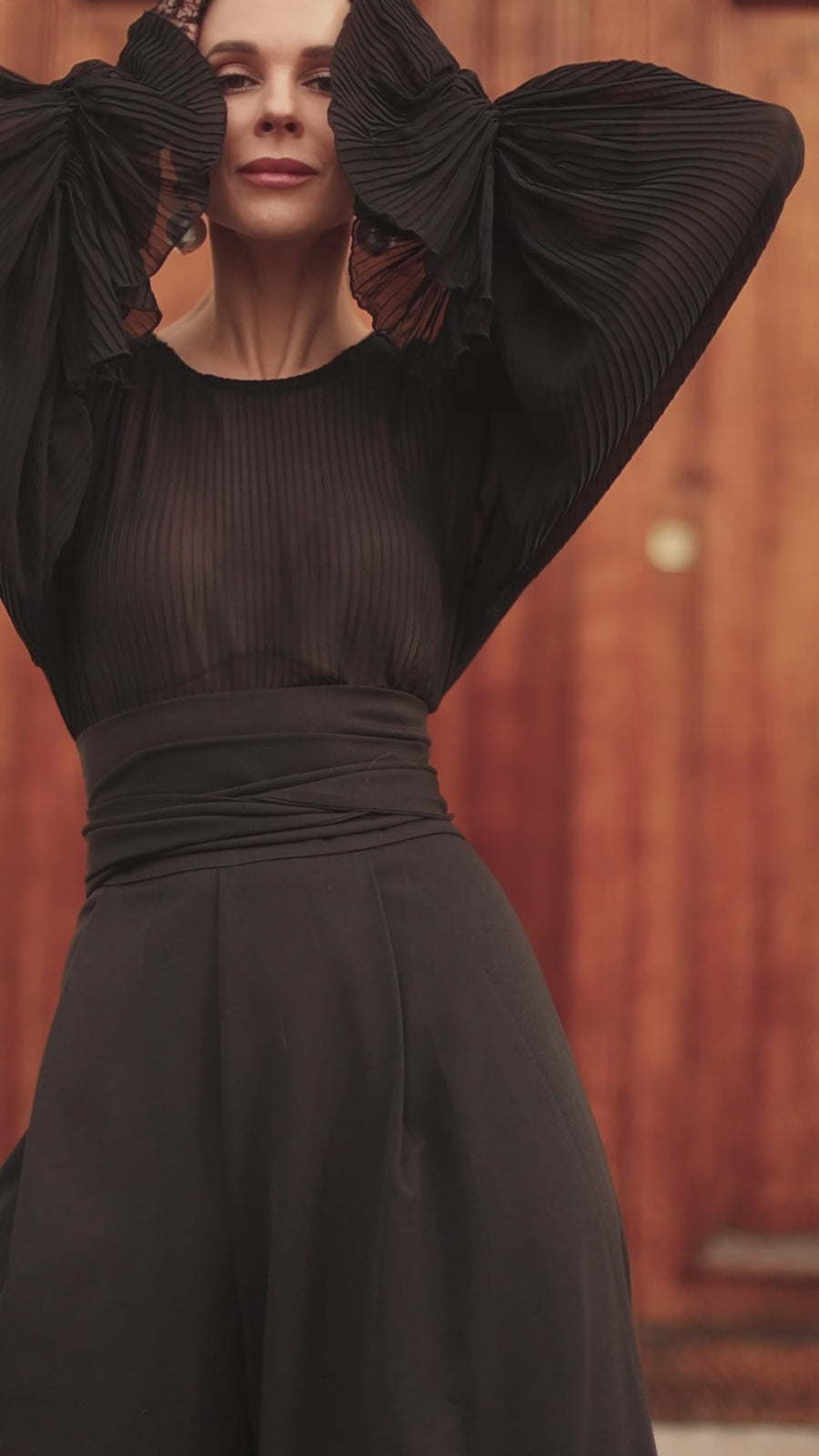 Pleated Black Blouse