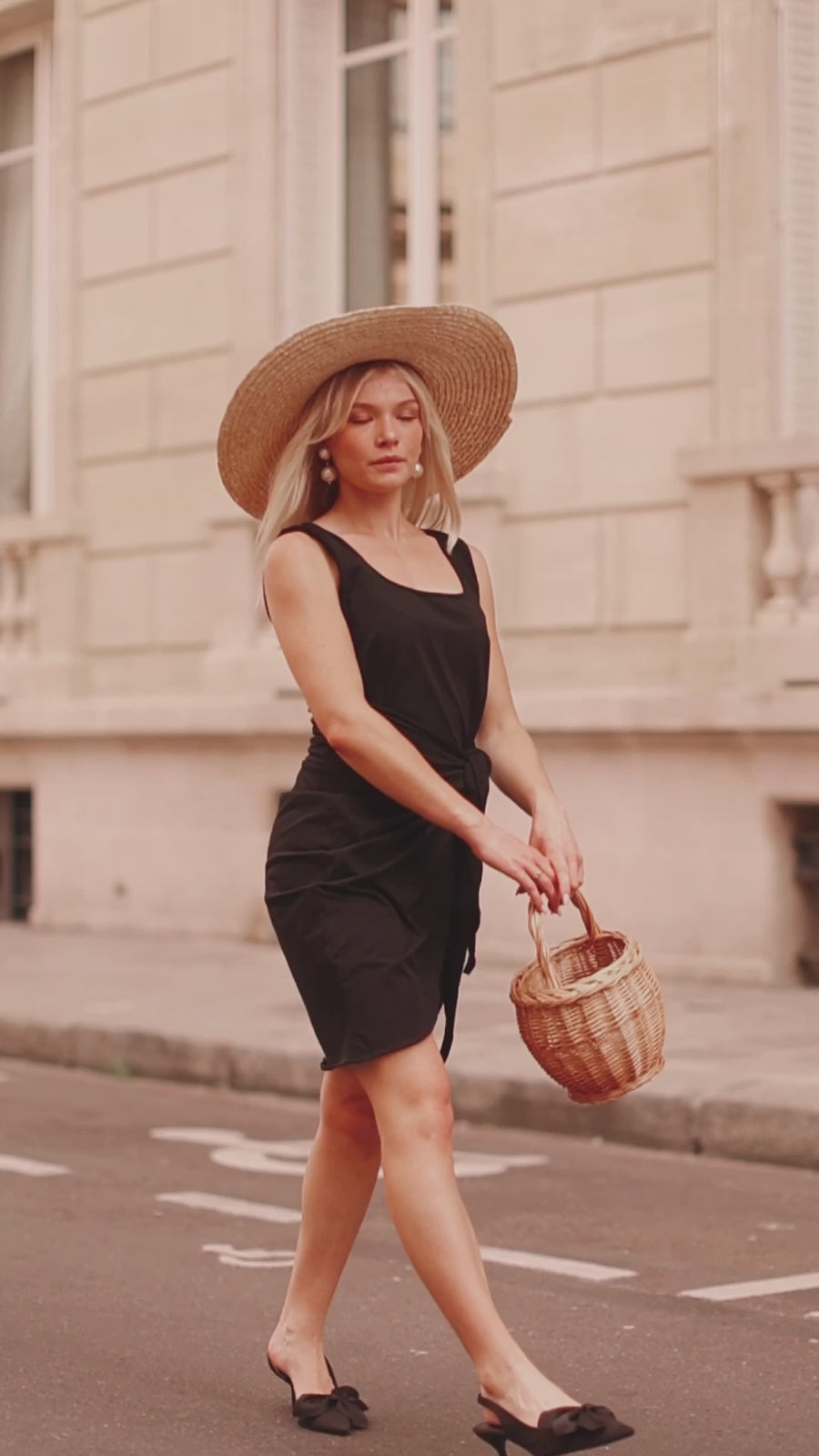 Black Sleeveless Wrap Dress