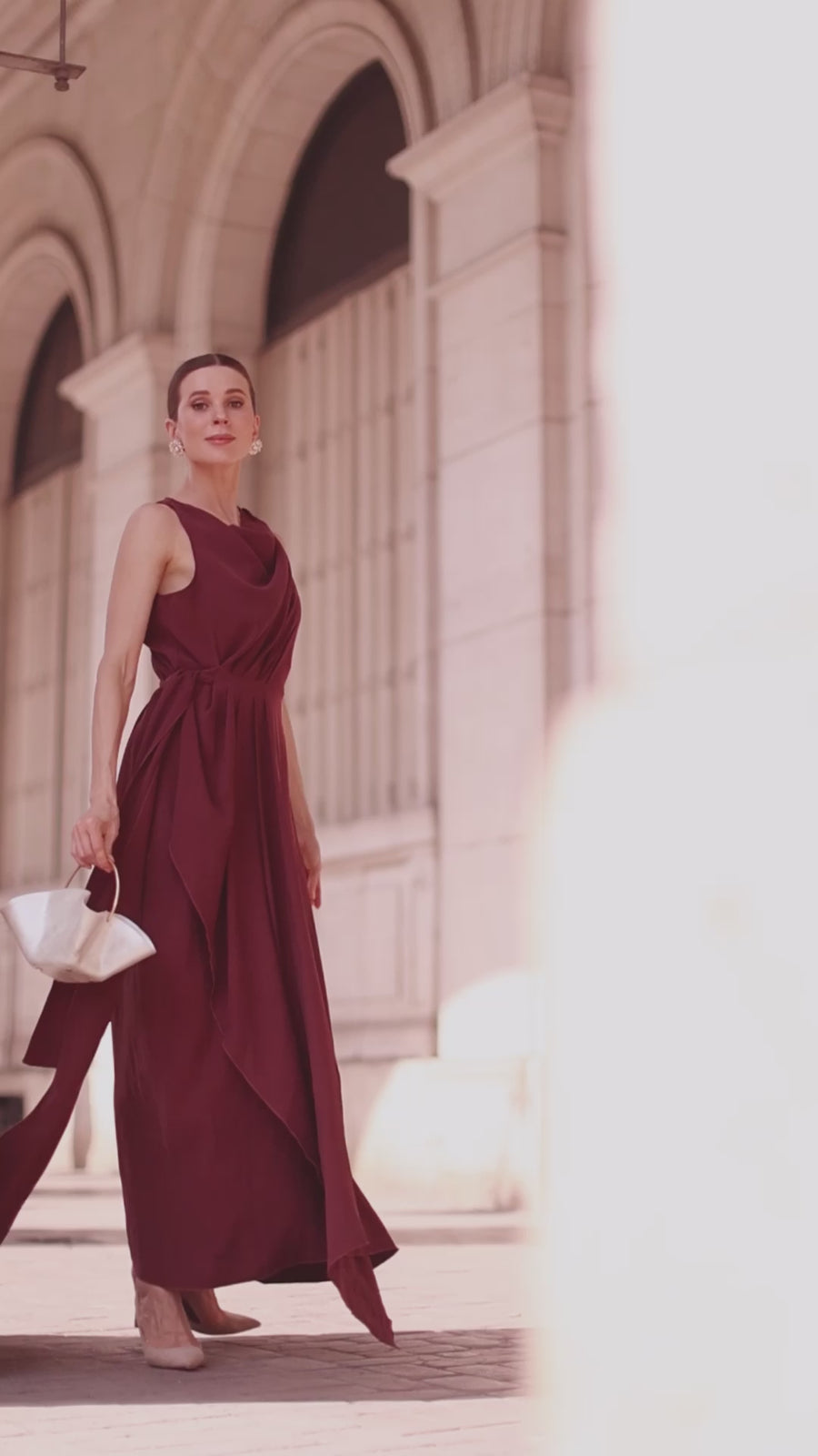 Burgundy Draped Dress