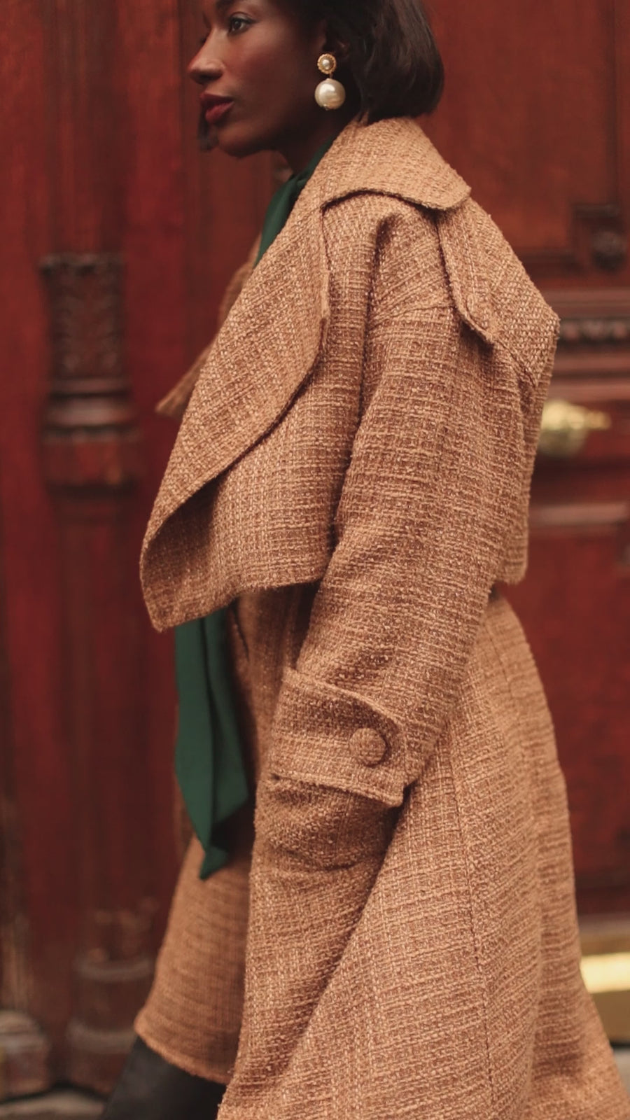 Camel Tweed French Trench