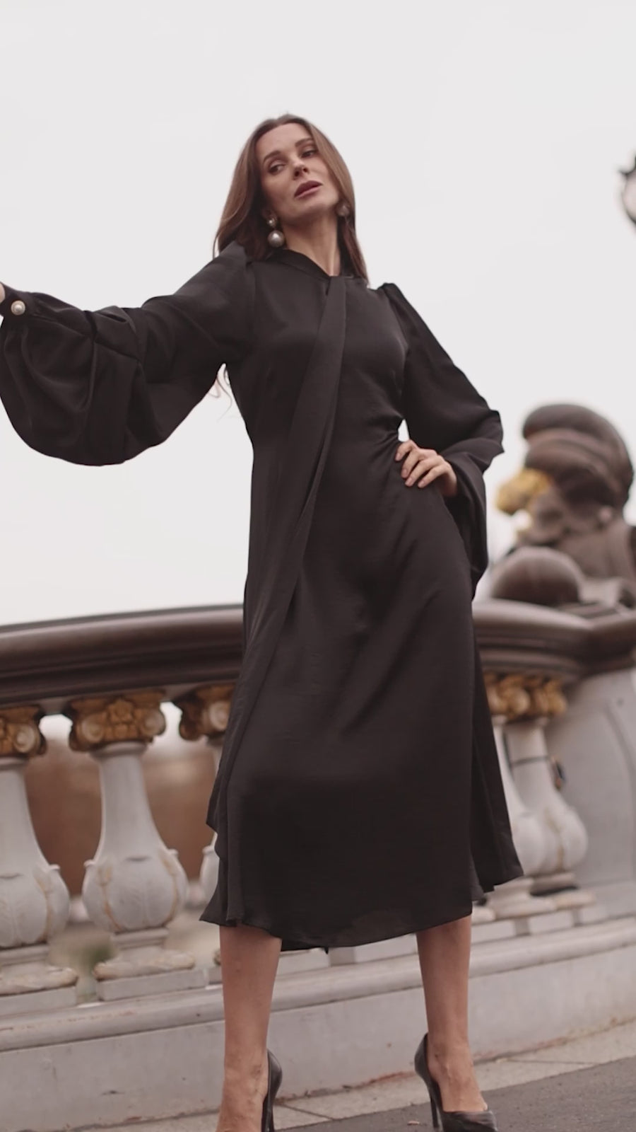 Black Satin Baroque Dress