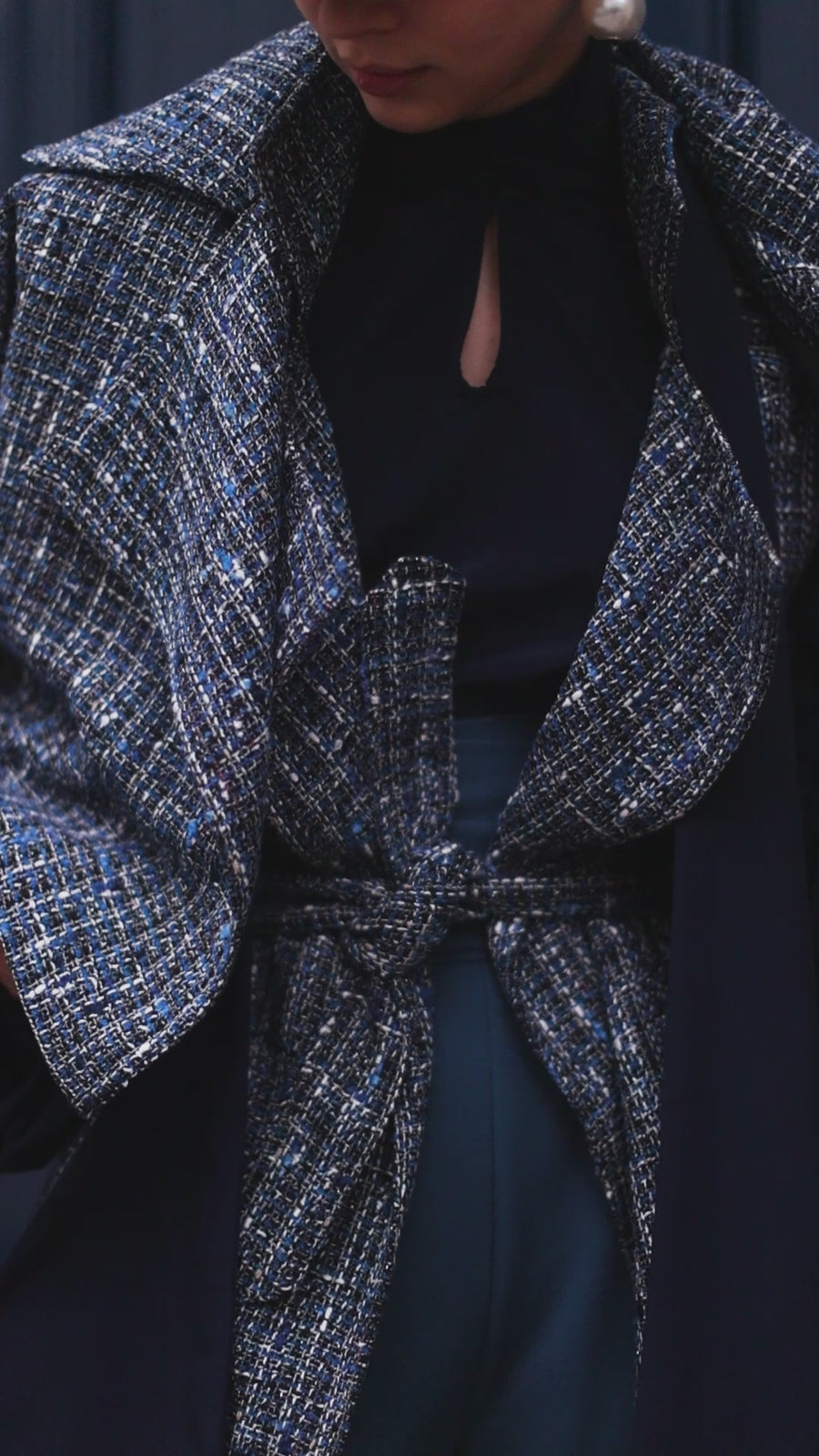 Blue Tweed French Trench