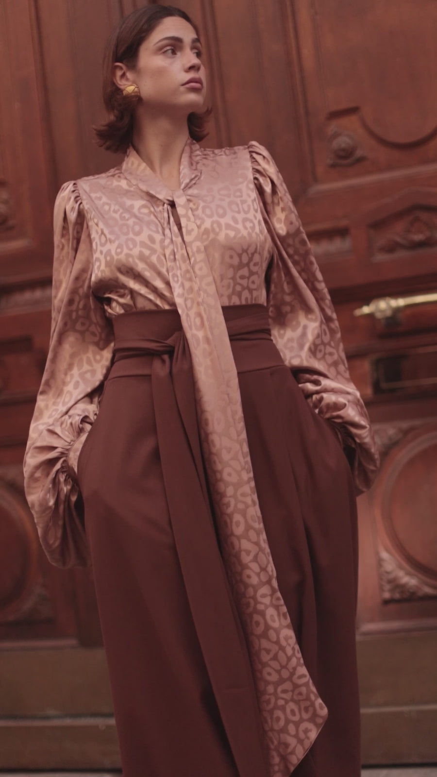 Rose Leopard Baroque Blouse