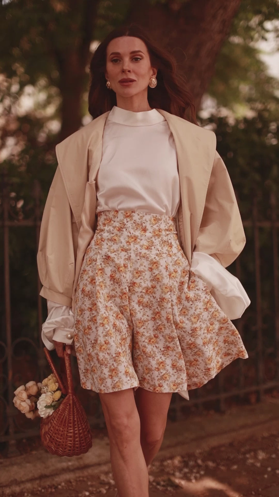 Yellow Floral Tailored Shorts